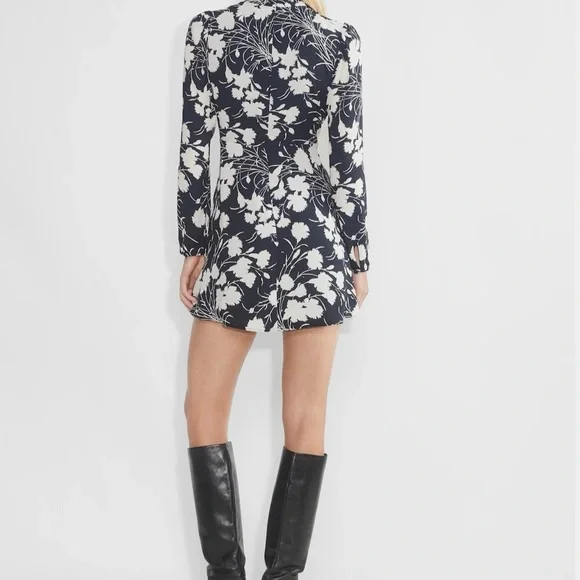 Wilfred Dark Night Navy and White Floral Long Sleeve Lola Dress - Picture 4 of 6